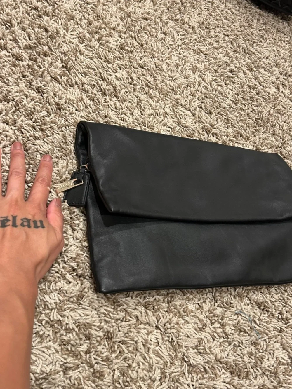 GUESS by Marciano Black Oversized Foldover Clutch